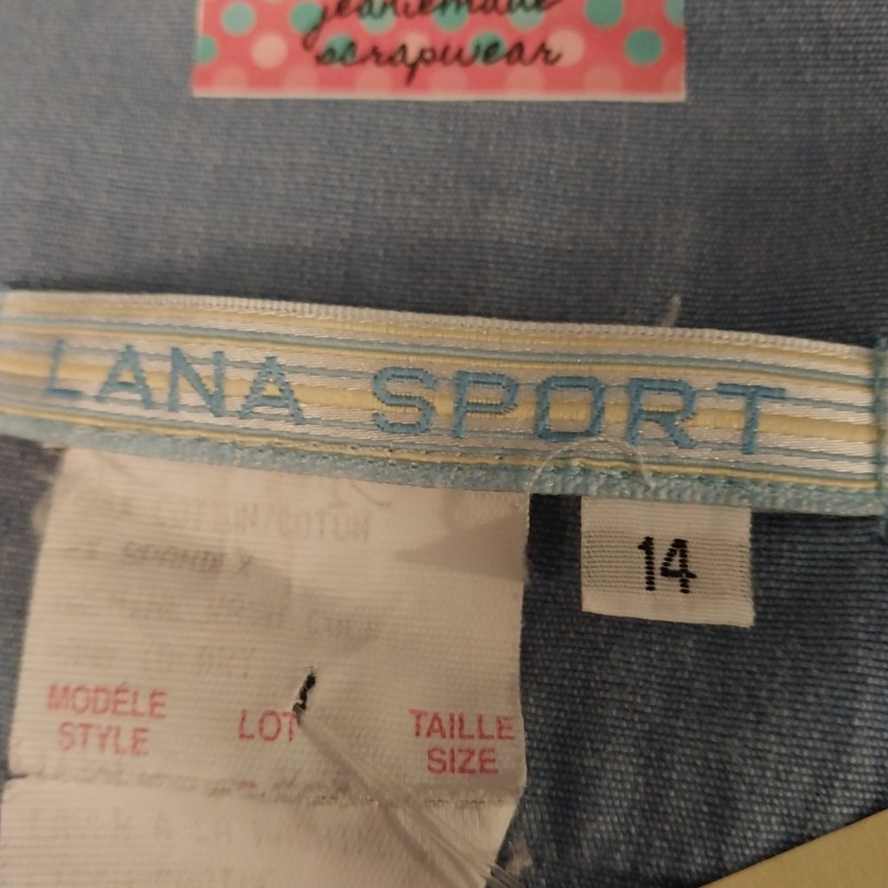 2570 Size 14 Lana Sport Upcycled Painted Zip Up Jean Jacket - Picture 7 of 7